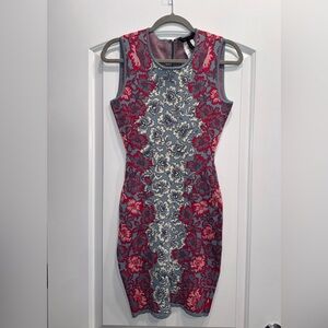 BCBG "Jose" Floral Jacquard Body-Con Dress XS